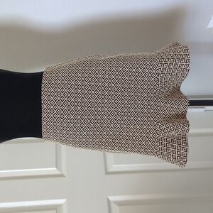 Ann Taylor Loft Blue Beige Geometric Floral Flounce Skirt Size Small Petite